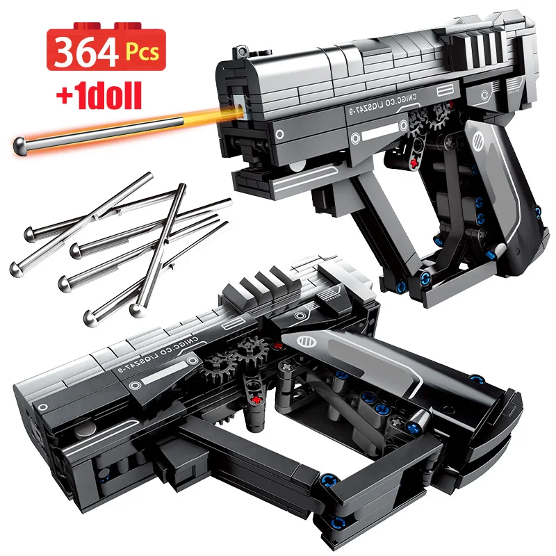 City Technical Pistol Model Building Blocks Military Weapon Gun Police WW2 Bullet Figures Bricks Educational Toys for Children | Игрушки и