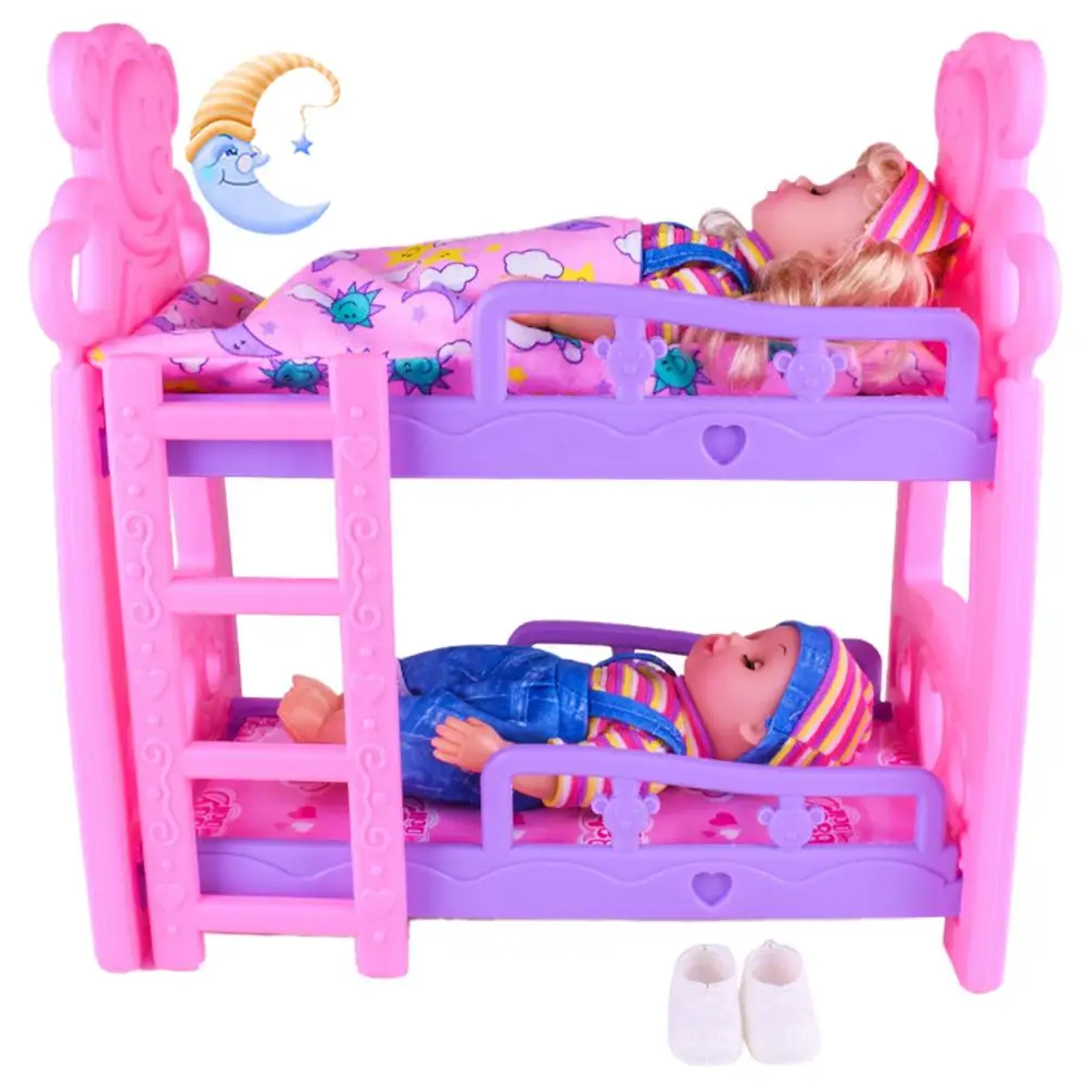KIDS CHILDREN DOLLS COT BED BABY GIRLS PINK&PURPLE ROLE PLAY TOY FUN GIFT SET 