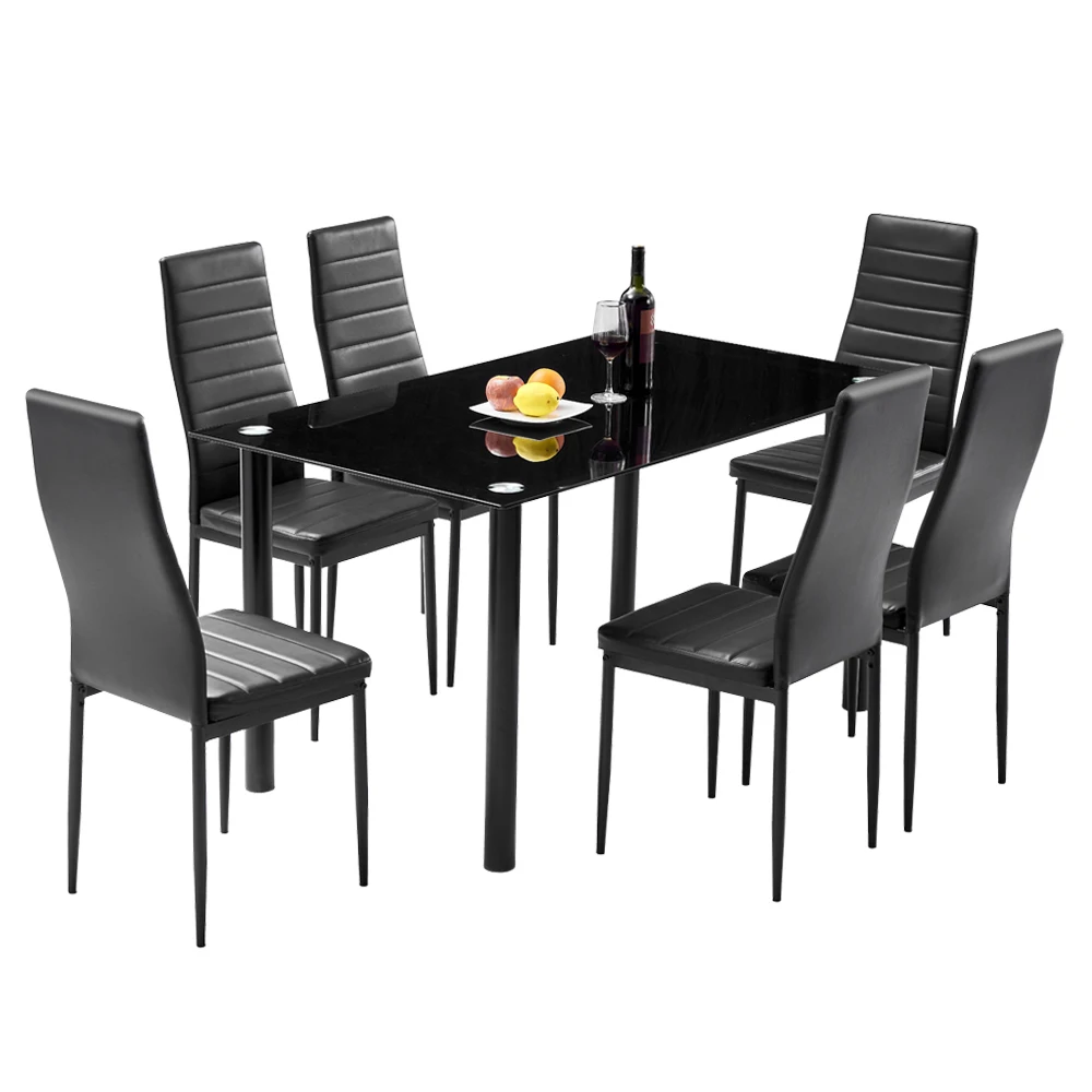 6SeaterDiningTableChairSetIncludes1TemperedGlassDiningTable
