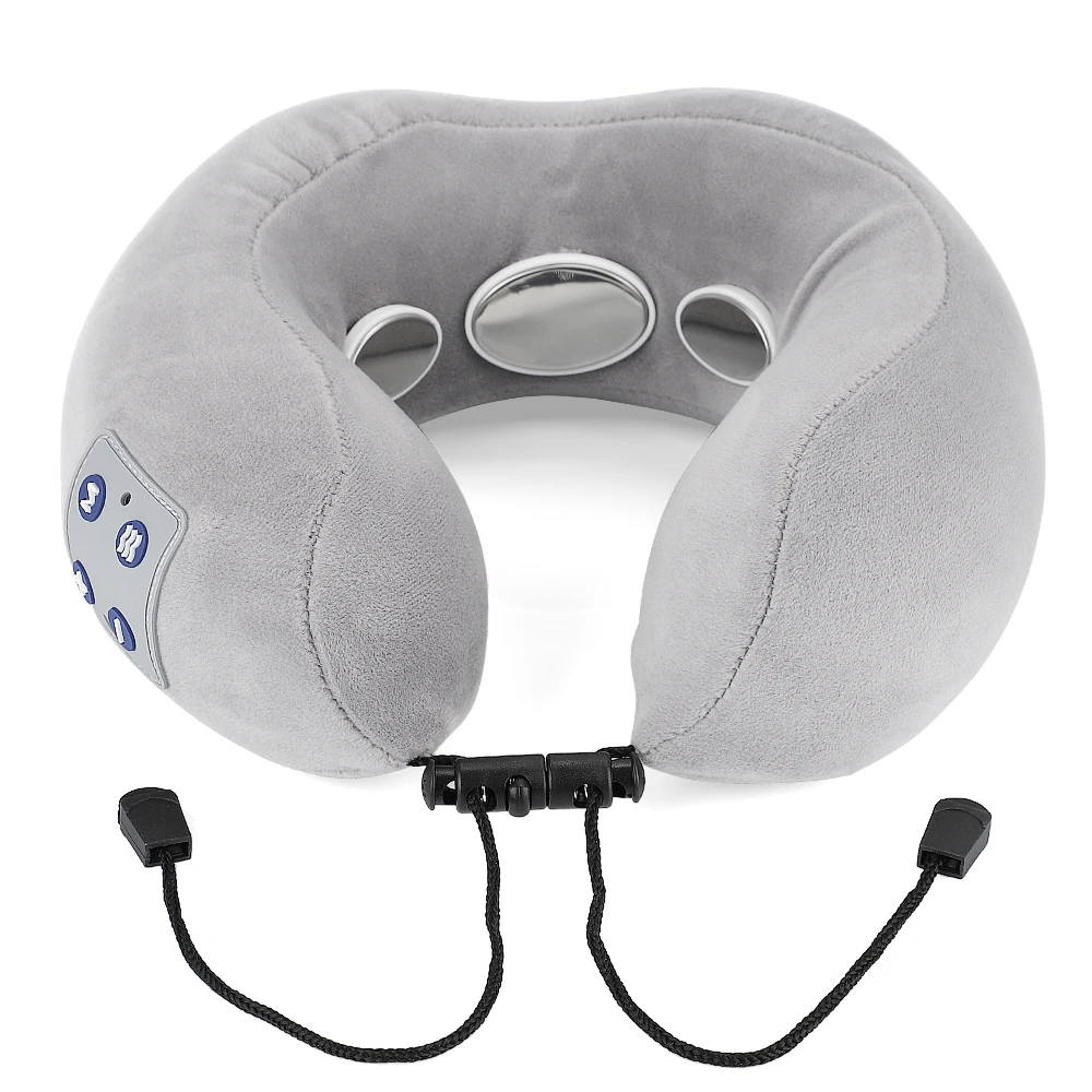 Neck Massager Electric U-Shape Travel Pillow Neck Smart Magnetic Pulse Heated Shoulder Cervical Massager Outdoor Home Car Relax