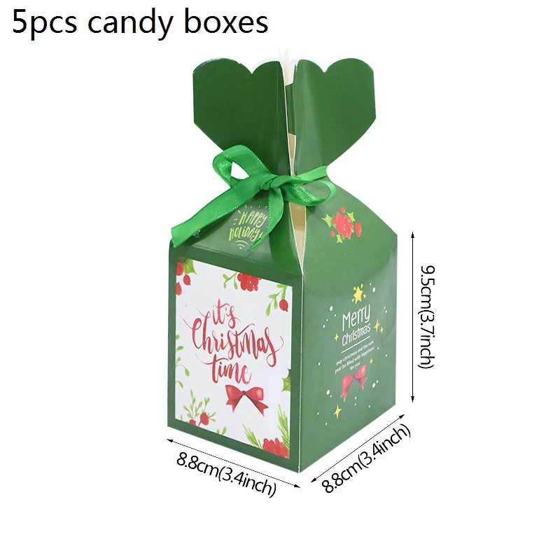Рождественская коробка для конфет веселая Рождественская коробка для яблок Рождественская елка Упаковочная коробка сумка для рождественской вечеринки Подарочная коробка для печенья украшения - Цвет: B07 green apple box