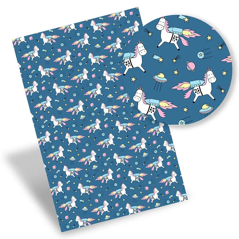 

Faux Leather Sheets Unicorn Fox Synthetic Leather Printed Vinyl Fabric DIY Handbag Bow Making Supplies 22*30cm/Pc 0.8mm IBOWS