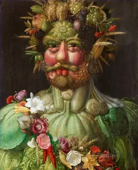 

Handmade Art Paintings by Teachers - Rudolf II of Habsburg as Vertumnus Giuseppe Arcimboldo still life - Oil Painting on Canvas