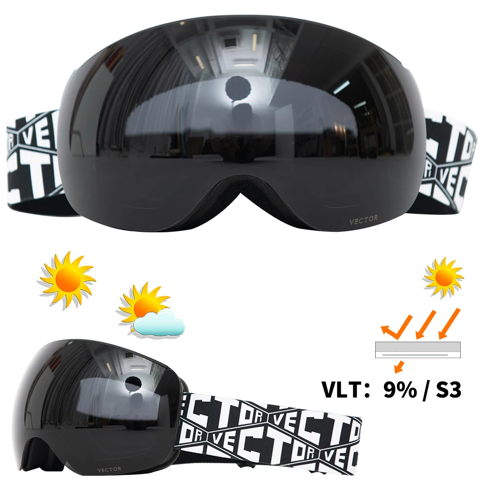 No.6 Vetor магниты OTG лыжные очки UV400 Сноуборд Снег очки Анти-туман Сменные в объектив и сферические широкий вид солнцезащитные очки - Цвет: No.6