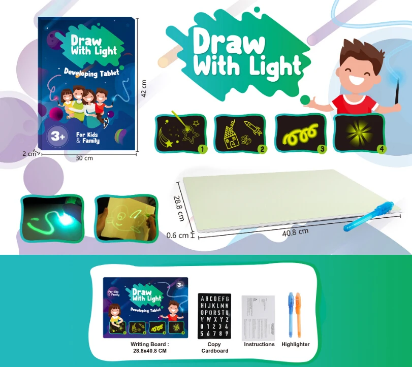 Горячая флуоресцентная доска для рисования, светильник, забавная развивающая игрушка, обучающая волшебная доска для рисования, подарок для детей, новинка - Цвет: C
