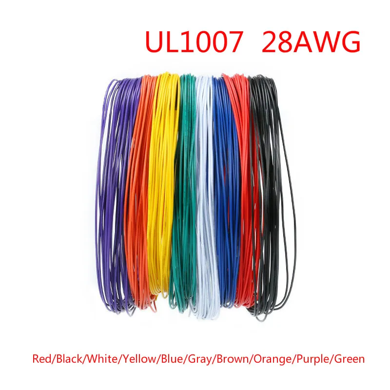 28 AWG Gauge Solid Hook Up Wire Kit 100 ft Ea 0.0126" 10 Color UL1007 300Volt 