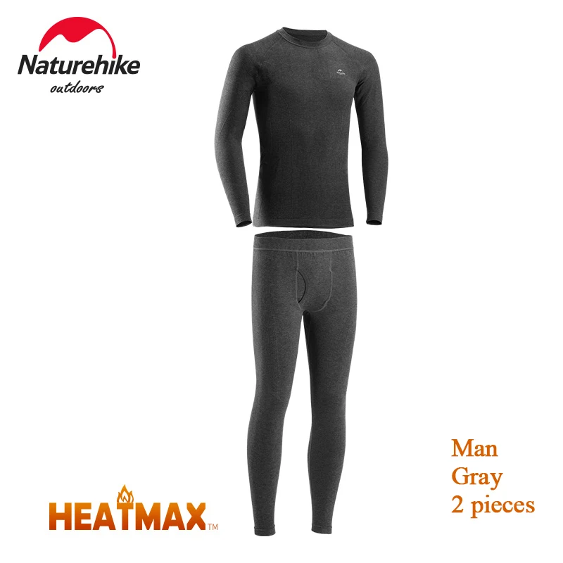 Серый Naturehike HeatMax термобелье мужское и женское самонагревающееся зимнее фитнес лыжное спортивное термобелье для работы в офисе - Цвет: Серый