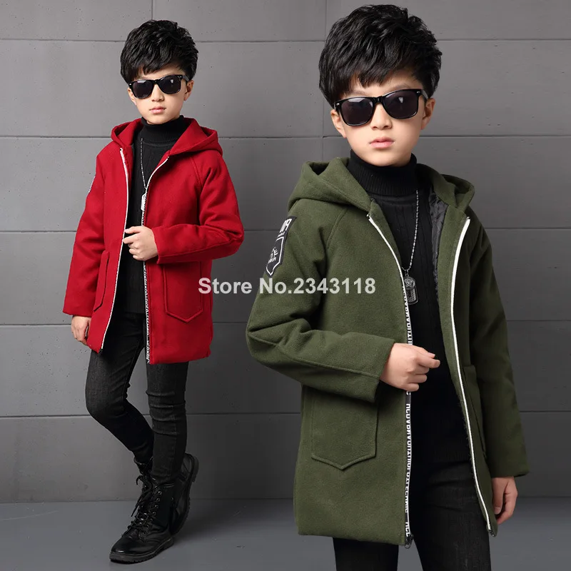 2019Children's Clothing New Boy's Coat Long-sleeved Thickening Quilted Jacket Green Red Brown Color 4-14 Ages Free Shipping