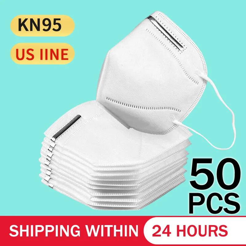 

50PCS N95 Mask Mouth Face Mask Dust KN95 Masks PM2.5 Anti-fog Protective Respirator Reusabl
