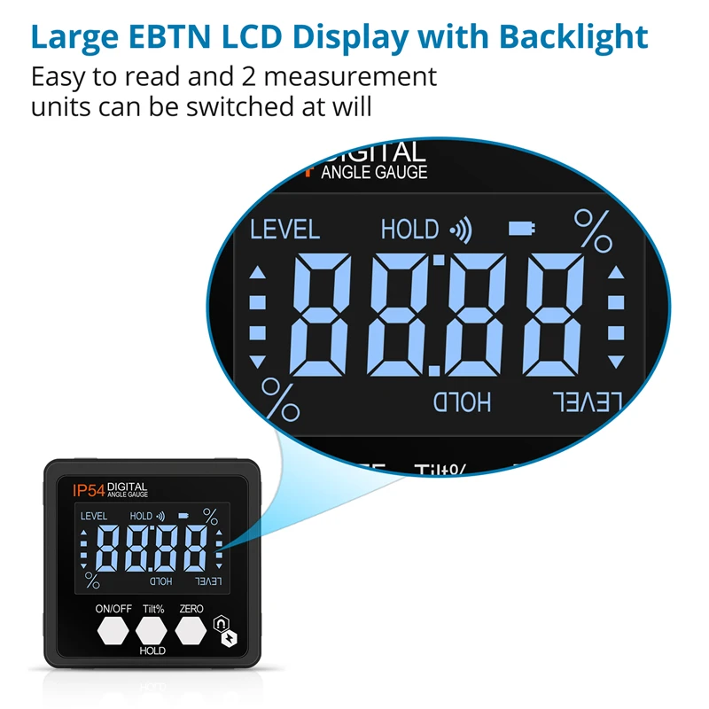 ETOPOO Digital Angle Gauge Magnetic Protractor Inclinometer Level Angle Finder Angle Cube Level Box with Magnes and Backlight 3
