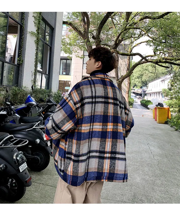 LAPPSTER Мужская корейская мода клетчатый Тренч пальто пальто Мужская Уличная ветровка Harajuku модная длинная куртка пальто