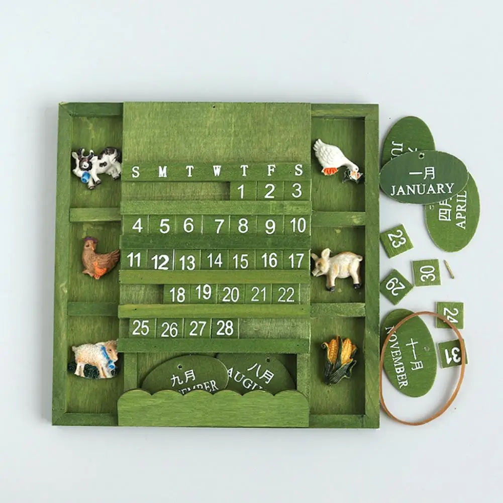 

Retro Rustic Wall Hanging Wooden Manual Square Calendar Crafts Home Decor Gift