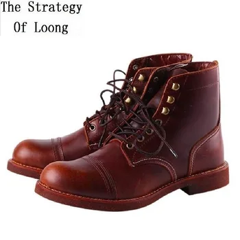 

Spring Autumn Retro Plus Size 43 44 Women Genuine Leather Short Ankle Work Boots Ladies Lace-Up High-top Equestrian Boots 200209