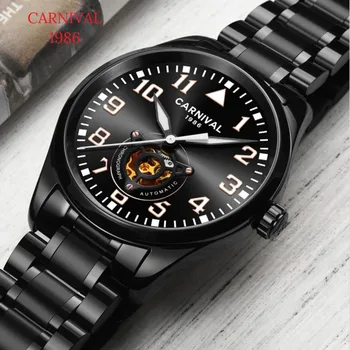 

Switzerland CARNIVAL Mens Watches Top brand Luxury Skeleton Watch Men Waterproof Automatic Mechanical Sport Watches Reloj Hombre