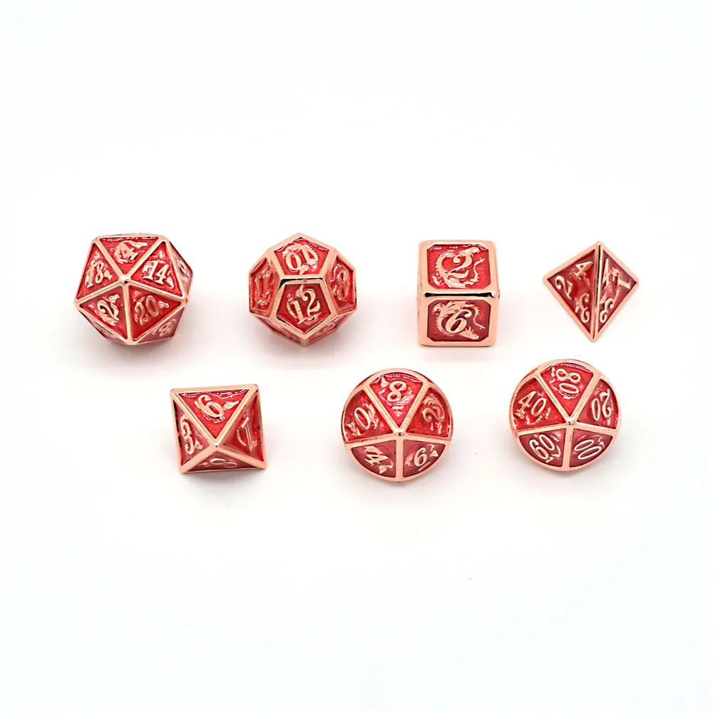 Цинковый сплав cooper покрытие красной эмалью rpg DND Набор кубиков для настольной игры