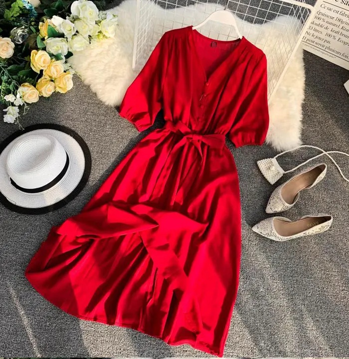Женские повседневные платья vestidos Mujer новинка Весна Лето Тонкий v-образный вырез однобортный бандаж длинный халат Женское пляжное платье Femme