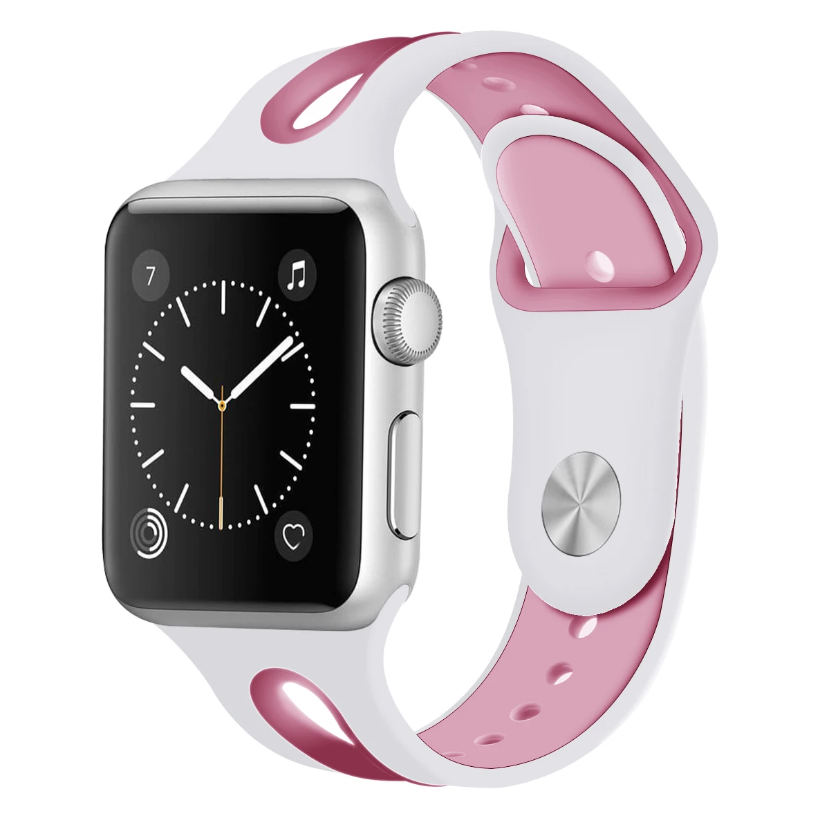 Мягкий силиконовый браслет ремешок для наручных часов Apple Watch, ремешок 42 мм, 38 мм, Версия 44 мм 40 мм series 5/4/3/2/1 с воздухопроницаемым отверстием браслет для наручных часов iwatch, ремешок - Цвет ремешка: 2