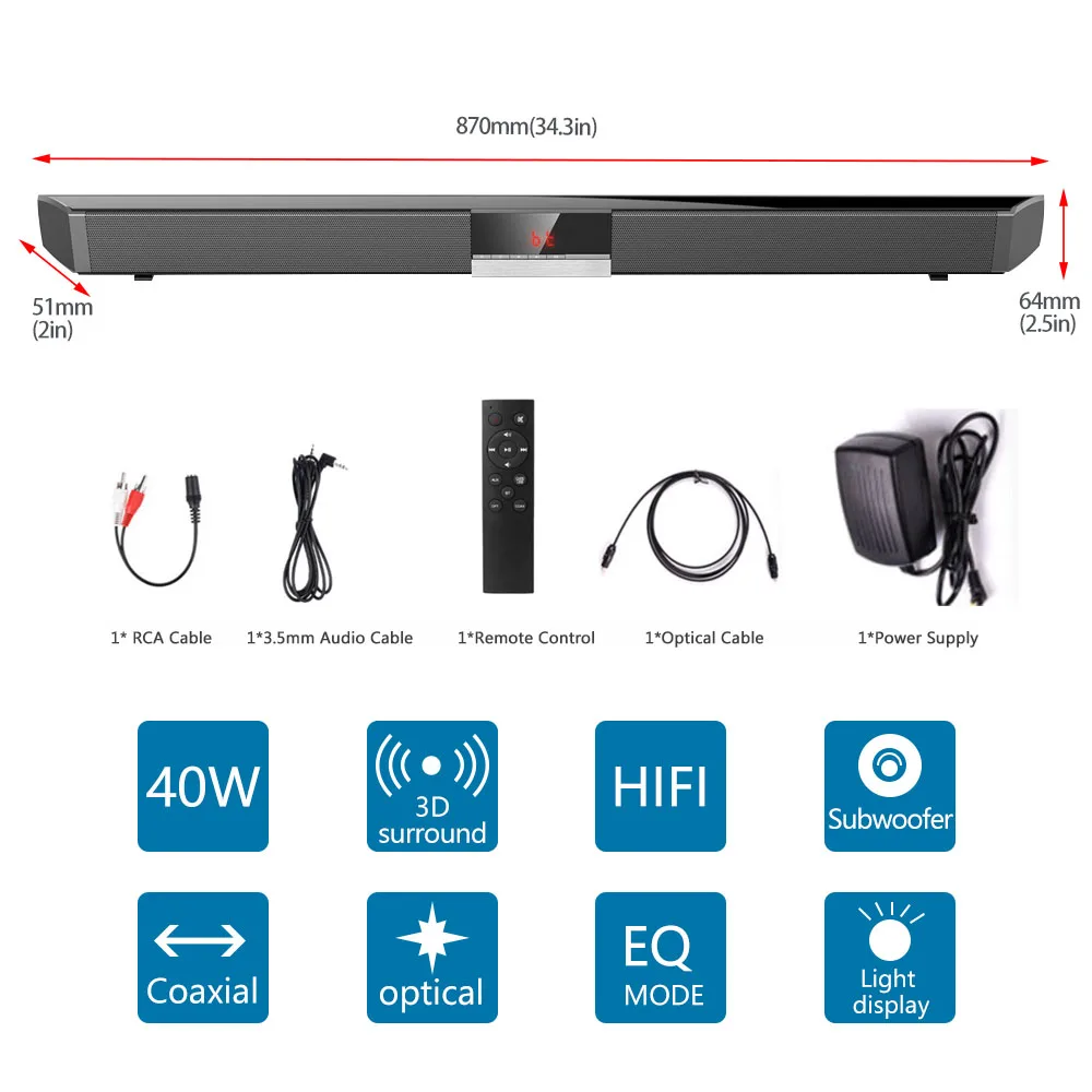 XGODY SR100PLUS 40W Soundbar TV  Home Theater With