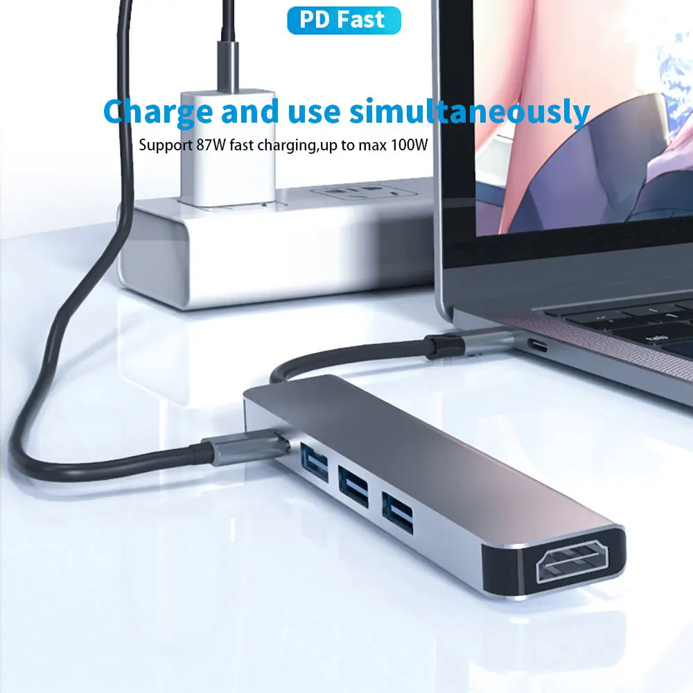 USB концентратор tebe 5 в 1/6 1 для Macbook Huawei из алюминиевого сплава с поддержкой быстрой