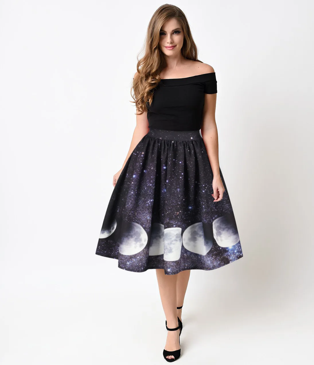 2019 Женская Осенняя Новая цифровая печать Высокая талия юбка модная уличная пачка