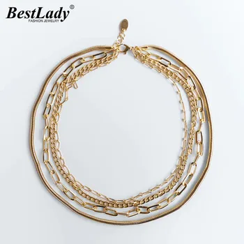 

Best Lady ZA Multi-chain Knot Necklaces for Women Trendy Heart Pendant Ball Double Necklaces Metal Jewelry Christmas Gifts Hot