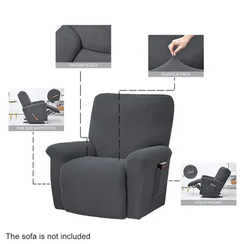

4pcs/set Accessories Soft Protector Stretch Recliner Slipcovers Home Decor Solid With Pockets Jacquard Polar Fleece Non Slip