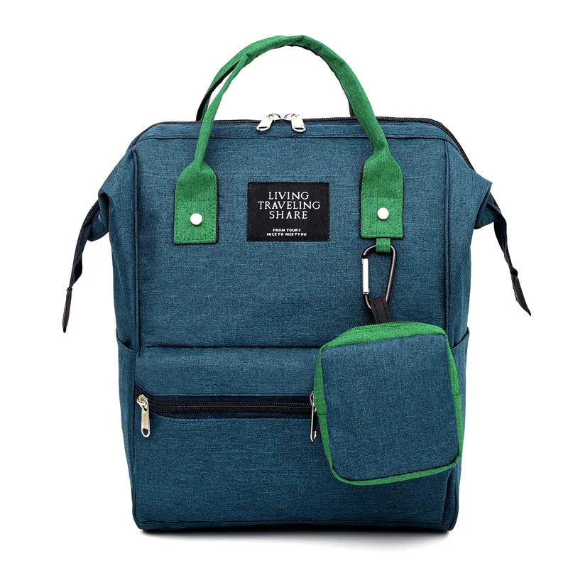 LITTHING Fashion Women's Backpack Candy Color Waterproof School Bags for Teenagers Girls Patchwork Mochila Men's Backpack - Color: green