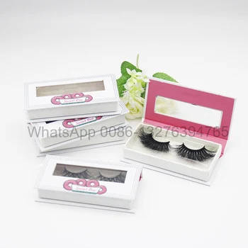 

Milk Whiter Eyelash Package Transparent Window Thick 25mm Mink Eyelashes Custom Lash Packaging Case Free Plastic Lash Tray