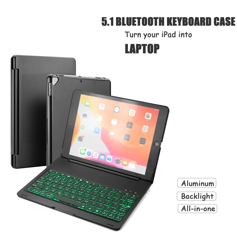 Bluetooth клавиатура 5 1 Беспроводная для iPad 10 2 дюйма pro алюминиевая + Подсветка 7