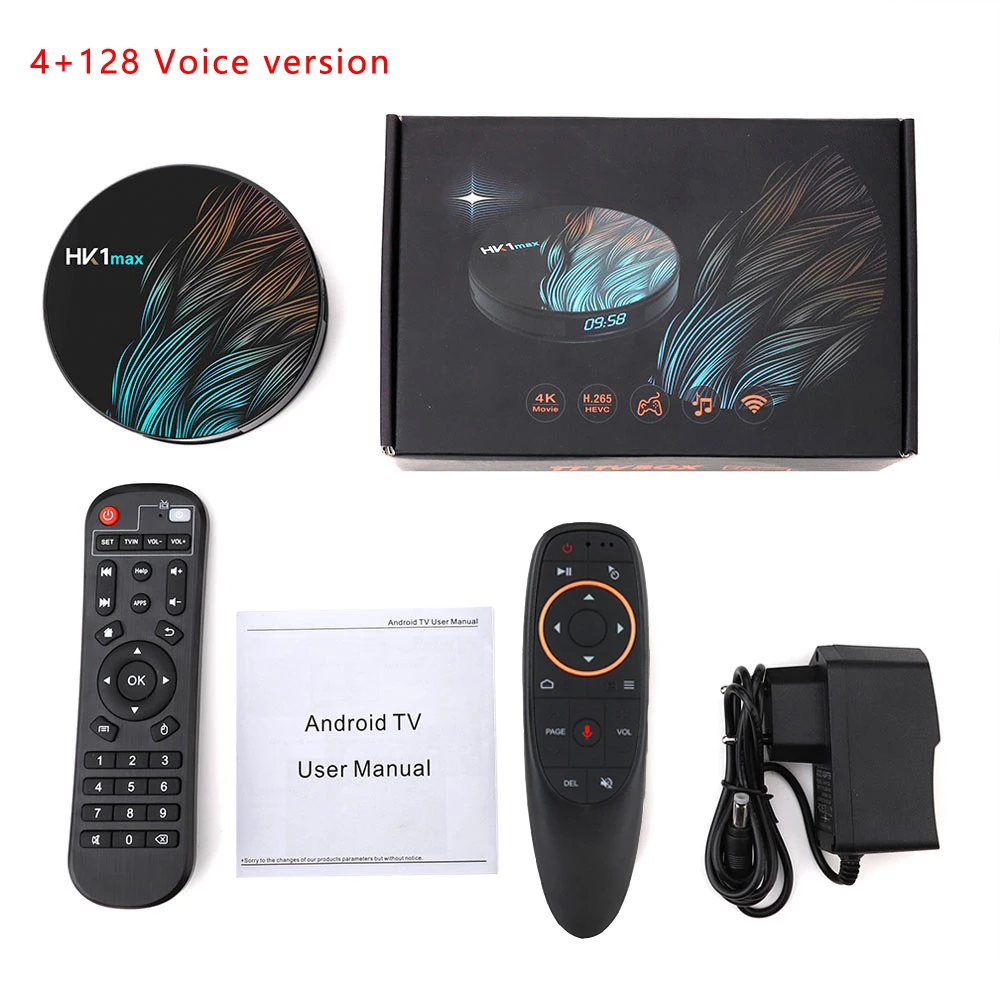 HK1 Max Smart tv Box Android 9,0 4 Гб 128 Гб 64 Гб 32 Гб Rockchip Google Assistant 4K Wifi Netflix 2GB16GB телеприставка медиаплеер - Цвет: 4GB128GB Voice RC