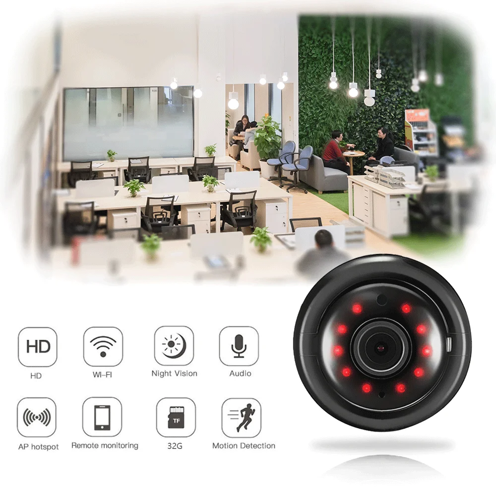 Ip камера мини Wifi с инфракрасным ночным видением 2 сторонняя аудиосвязь трекер