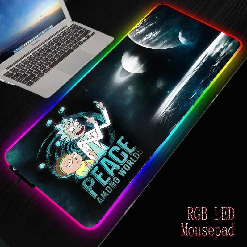 MRGBEST аниме Morty RGB игровой большой коврик для мыши светодиодный USB клавиатура