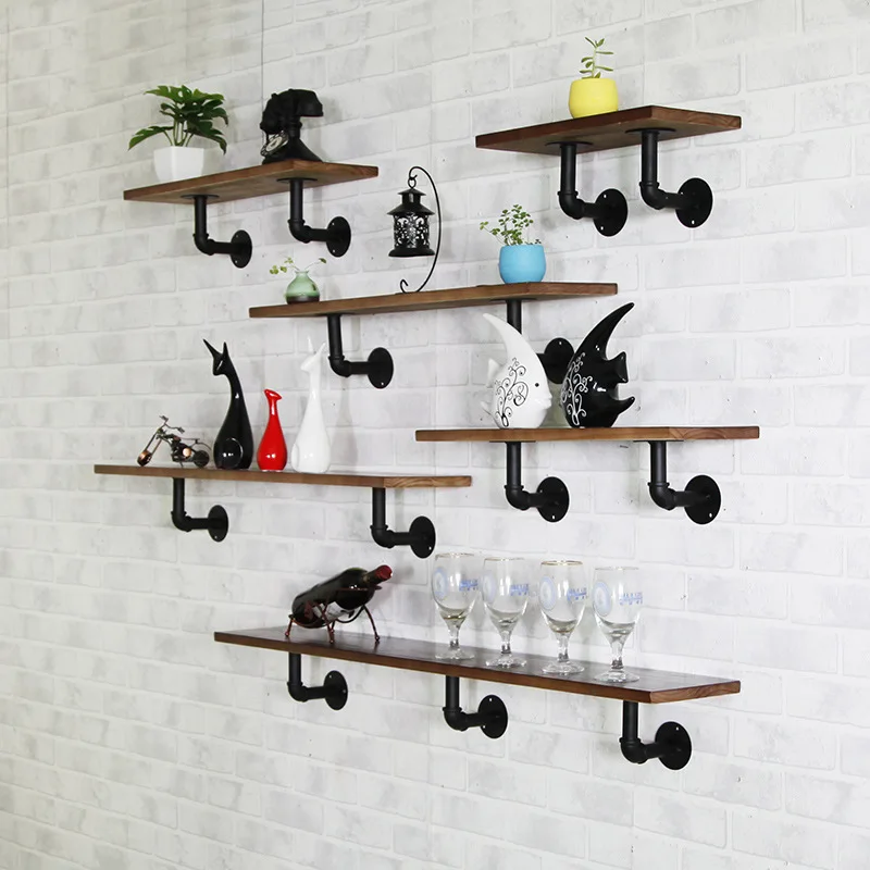 

Wall Storage Shelf A- line Partition Vintage Industrial Pipe Wall Bookshelf Solid Wood Shelf Decoration Shelf Wall Hangers