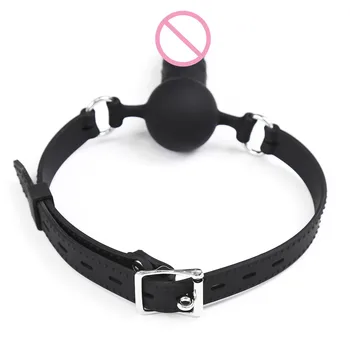 Bdsm Bondage Slave Soft Ball Gag Strap with Silicone Strapon Dildo for Men Women Gay Adults Games Flirt Erotic Sex Toys 3