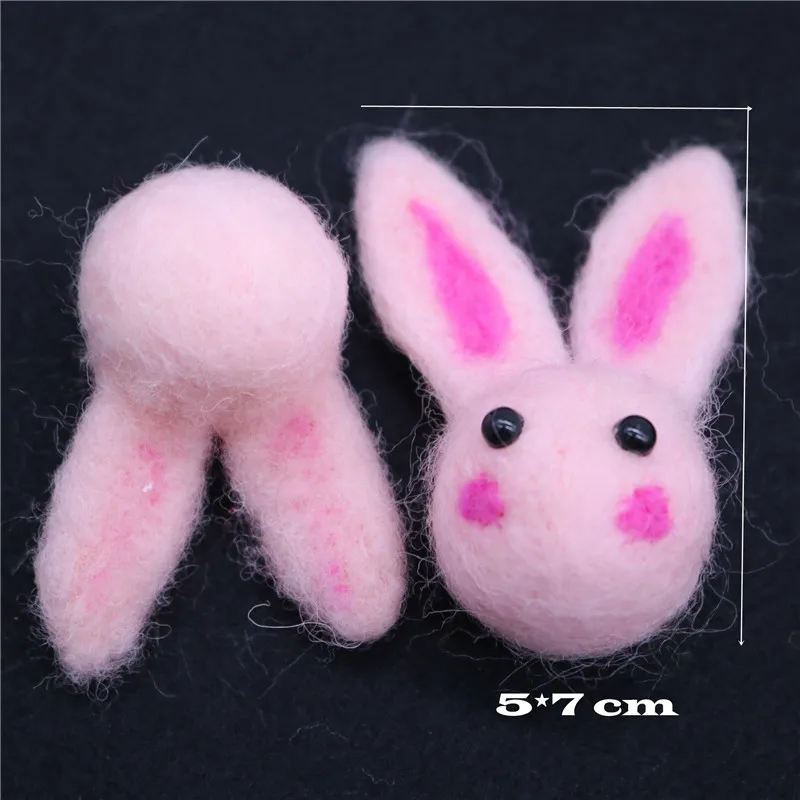 pink rabbit 2 шт. шерсть фетр милые животные Лось поделки для детей головной убор ручной работы подарки Рождество кулон вечерние украшения Швейные аксессуары - Цвет: pink rabbit