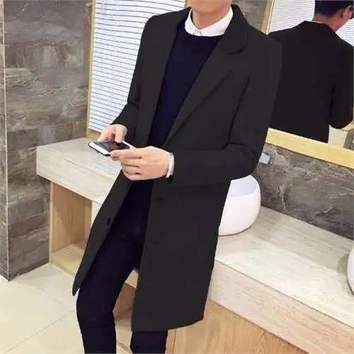 OLOEY, осень, зима, мужское шерстяное пальто, 5XL, большой размер, тонкая, длинная, однотонная, однобортная, ветровка, мужские, s тренчи, пальто, повседневные