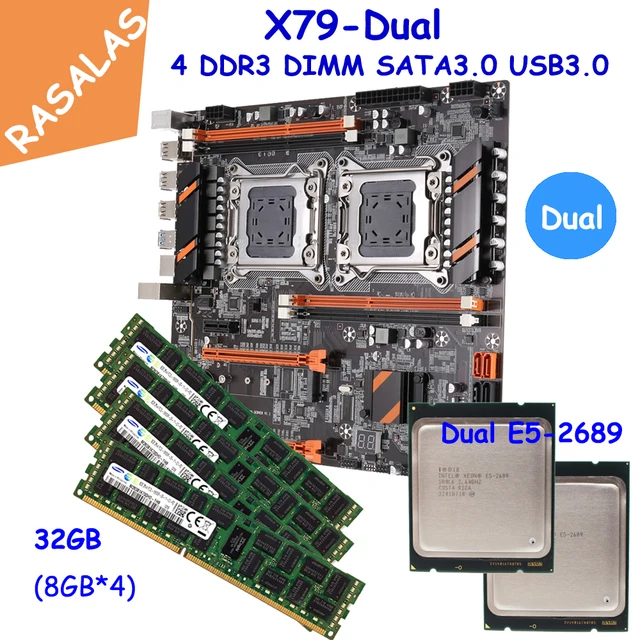 X79デュアルcpuマザーボードコンボ2個xeon E5 2689 4個8ギガバイト 