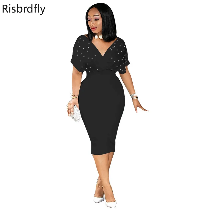 African Dress for Women Summer African Women V -neck Polyester Short Sleeve Knee -length Dress