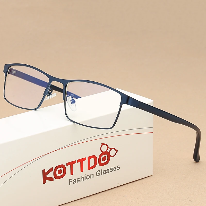 Eyeglasses Frames KOTTDO Vintage Square Optical Eye Glasses Frames Metal Men Fashion Classic Business Clear Transparent Frame Eyeglasses oculos