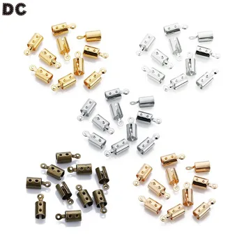 

100pcs Alloy End Caps End Clasps Fits 4mm Leather Cord Bracelet Gold Color Connectors For Jewelry Making