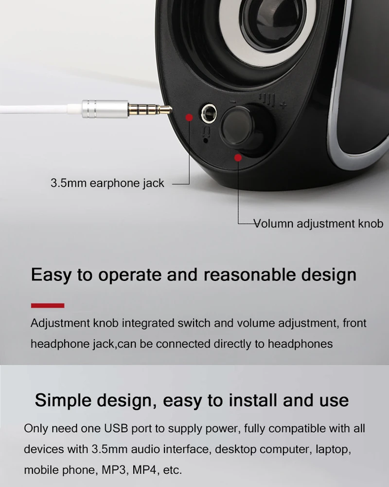 Бас USB+ AUX проводные компьютерные колонки Пара 5 Вт* 2 высокой мощности колонки для ноутбука Настольный телефон портативный мультимедийный громкоговоритель