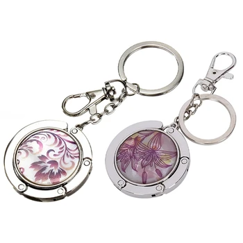 

2x Keychain / Folding Handbag Hook Bag Hook Door Table Zinc Alloy Hook Malan Flower Purple & Lily Purple