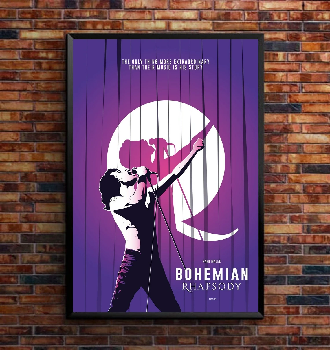 Рипсоди в богемном стиле Альтернативная королева Фредди Меркьюри живая помощь рок арт-деко графика минималистичный фильм плакат