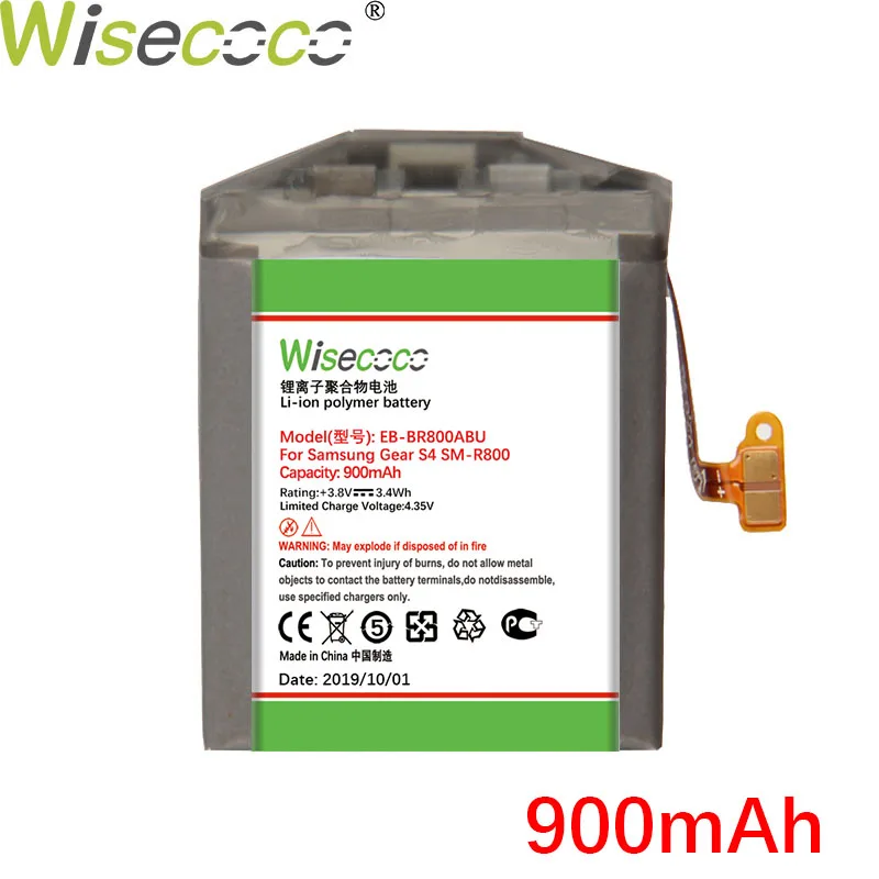 WISECOCO 900 мАч EB-BR800ABU Батарея для samsung Шестерни S4 SM-R800 SM-R810 SM-R805 SmartWatch Новейшее производственное Батарея+ номер для отслеживания посылки