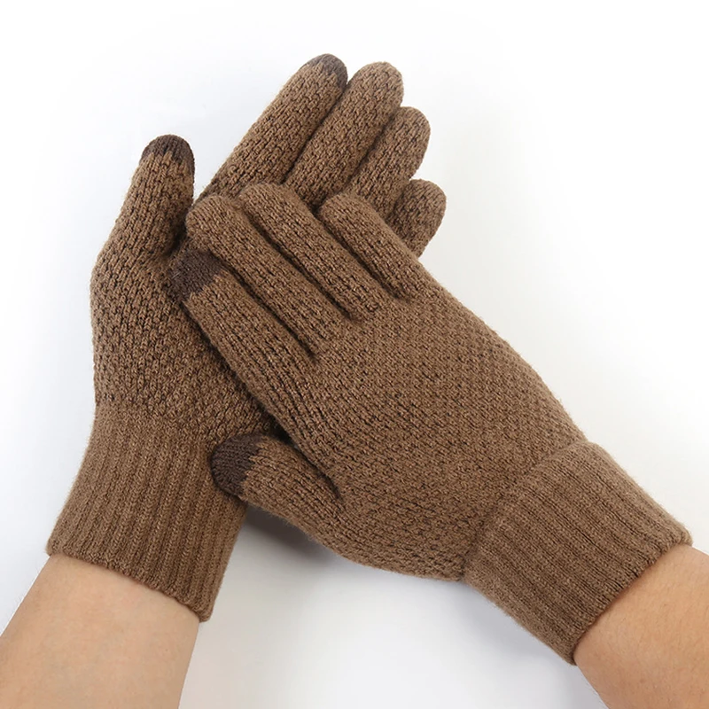 Thick Knitted Men Winter Gloves Imitation cashmere Two Layer Causal Adult Gloves Male Mitten Thicken Wool Cashmere Autumn warm gloves full finger gloves male gloves
