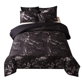 

3Pcs Bedding Set Printed Marble Bed Sets Black Duvet Cover Quilt Cover Comforter Cover King Size