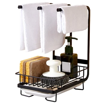 

New-Kitchen Sink Wall Hanging Basket Rack Spice Bottles Brush Rag Sponge Towel Shelf Bathroom Drain Storage Rack