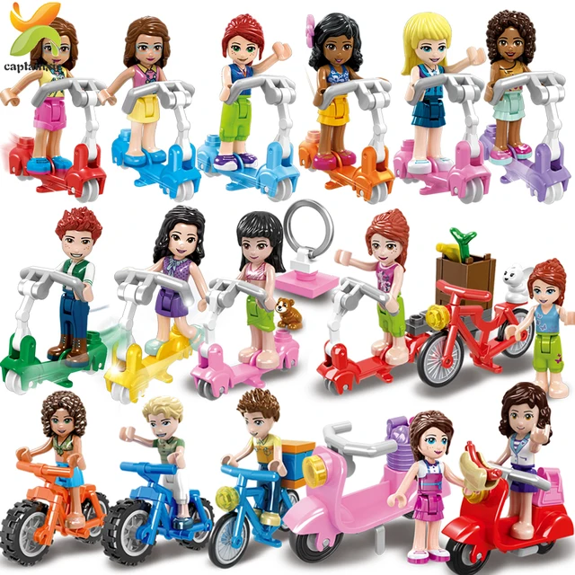 US $8.57 Princess Girls Friends Doll Cycling Scooter Team Figures Series Building Blocks Compatible Legoingl