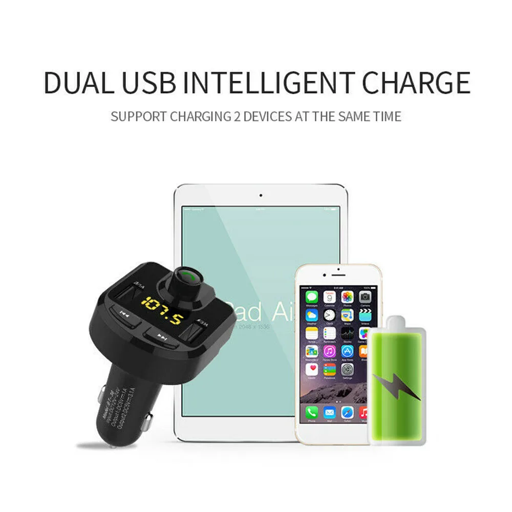 Авто Bluetooth fm-передатчик беспроводной Hands-Free Dual USB зарядное устройство Mp3 часть