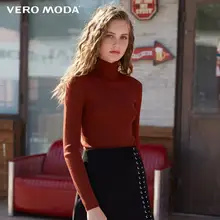 Vero Moda свитер женский Осень узкого кроя из шерсти вязаный базовый вязаный свитер с высоким, плотно облегающим шею воротником для женщин | 318324522